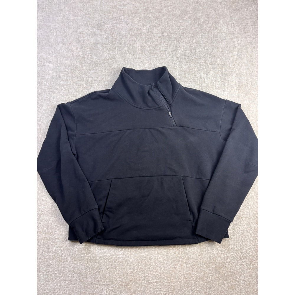 The North Face Womens XL Black Quarter Zip Pullover Sweatshirt Kangaroo Pocket
